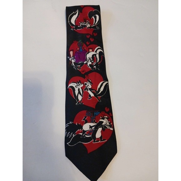 Warner Bros. Other - Looney Tunes Vintage Pepe Le Pew Skunk Valentine Love 1995 Necktie Tie 56"
